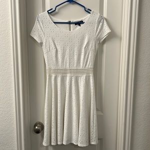 Short white eyelet dress